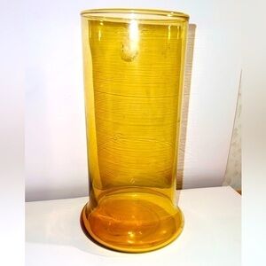 VINTAGE Amber Glass Vase With Bubble Style Bottom